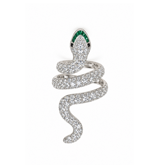 Anillo Vibora Esmeralda Diamantes