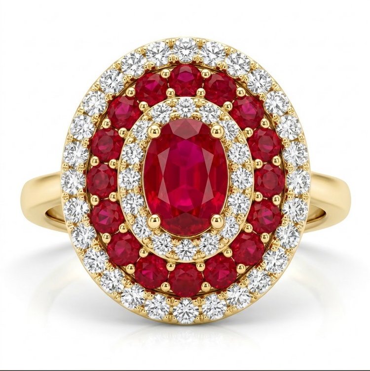 Anillo Rubíes y diamantes