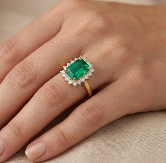 Anillo Esmeralda y diamantes