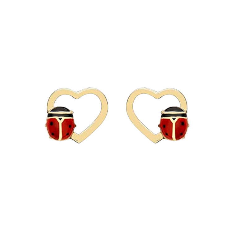 Ladybug Heart Studs