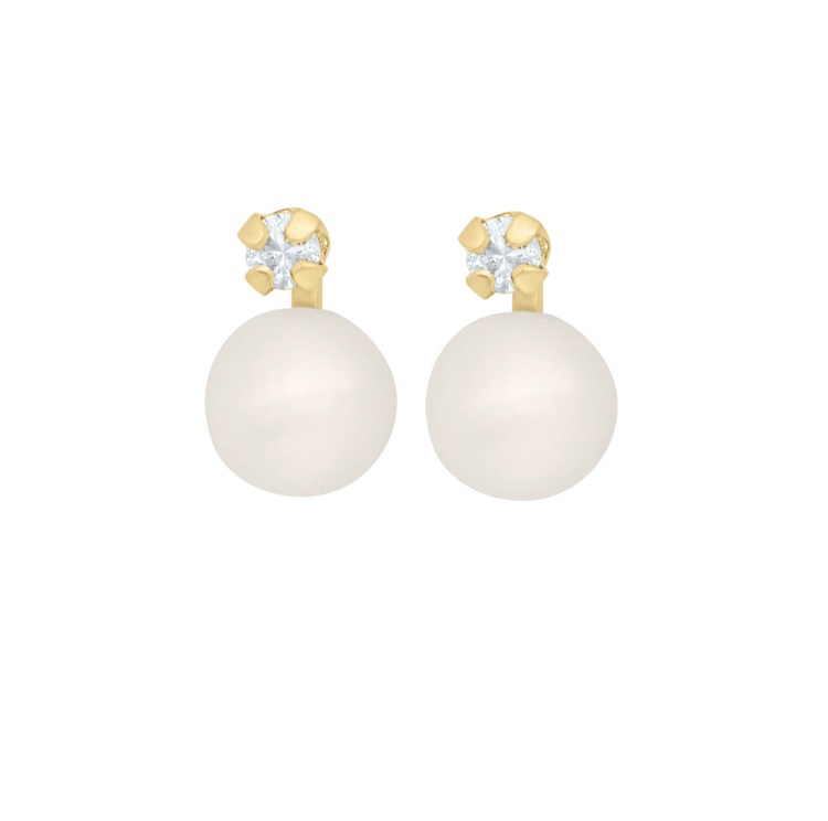Studs de Perlas con Diamantes .04 Ctw
