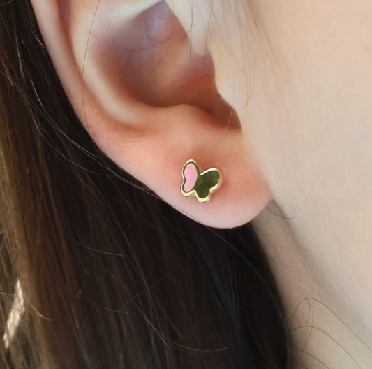 Studs de Mariposa Mitad Rosa