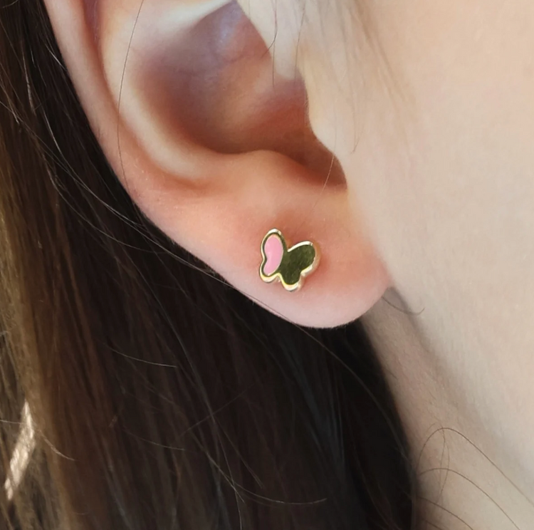 Studs de Mariposa Mitad Rosa