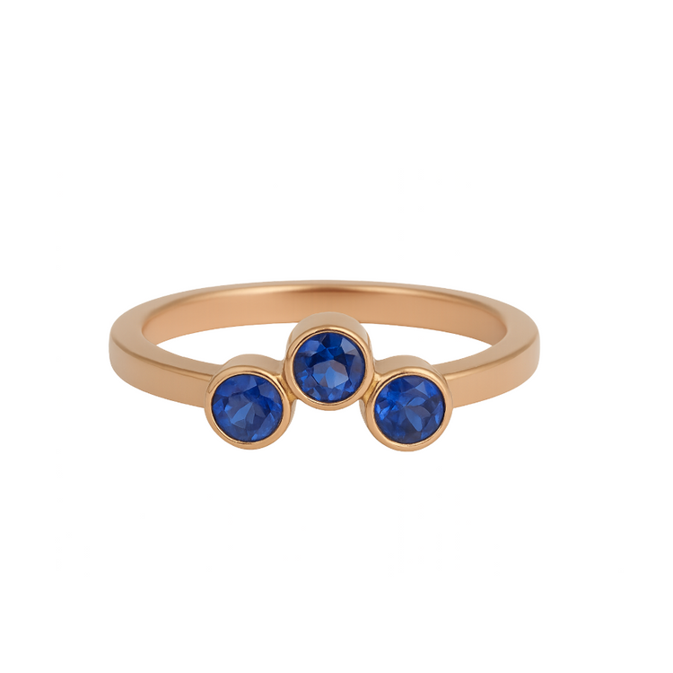 Anillo tres piedras zafiro