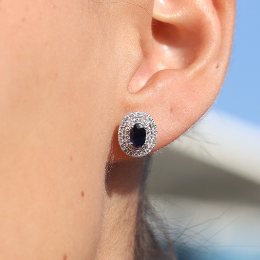 Sapphire Earrings with Diamonds