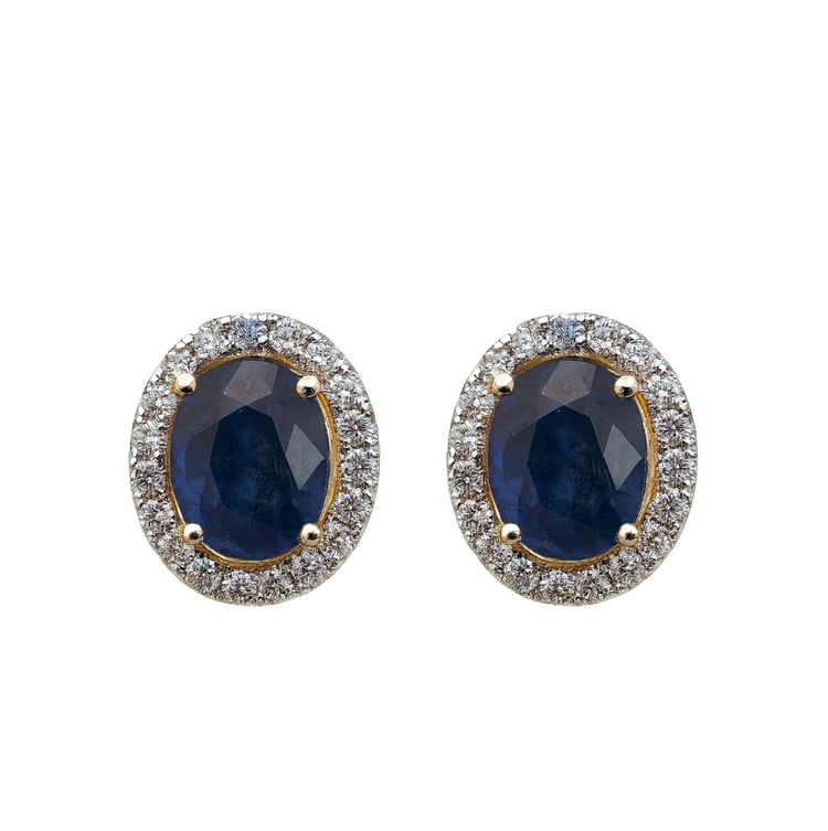 Studs Zafiro con Halo Diamantes