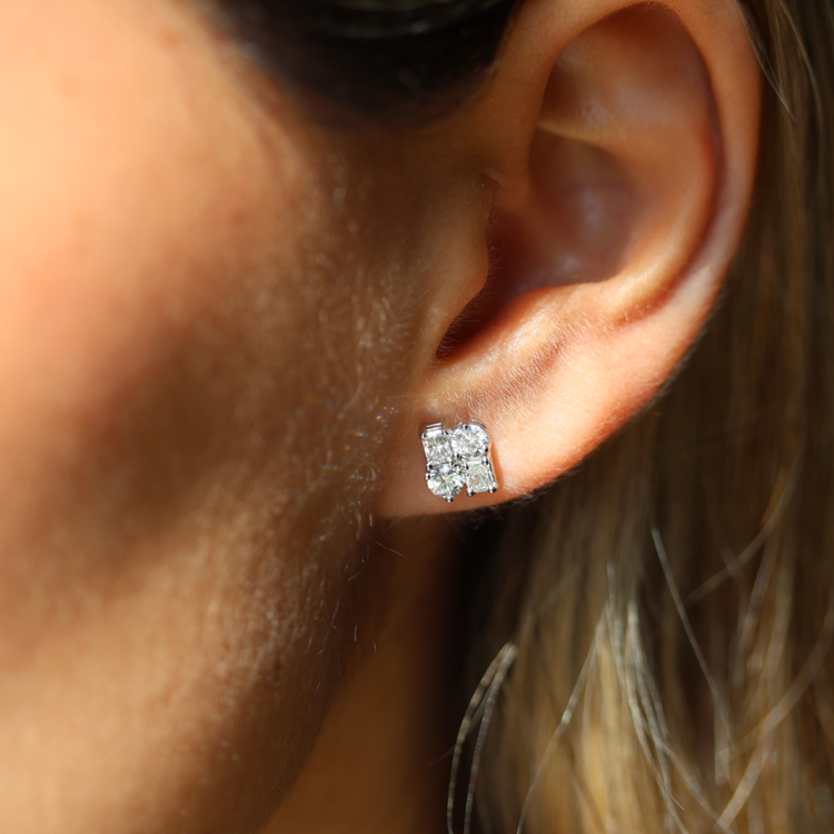 Aretes cluster de diamantes lab