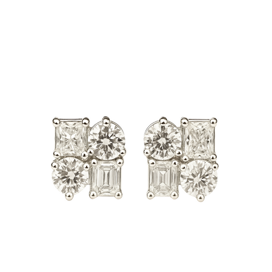 Aretes cluster de diamantes lab