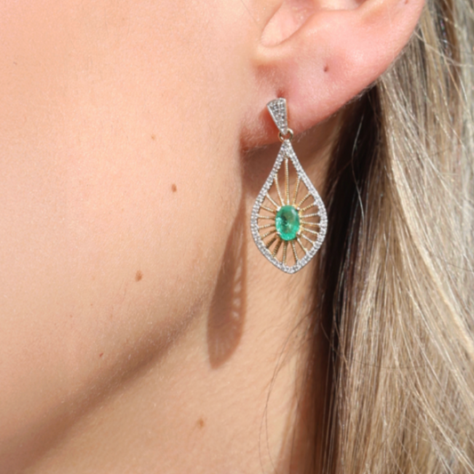 Aretes Esmeralda Diamantes