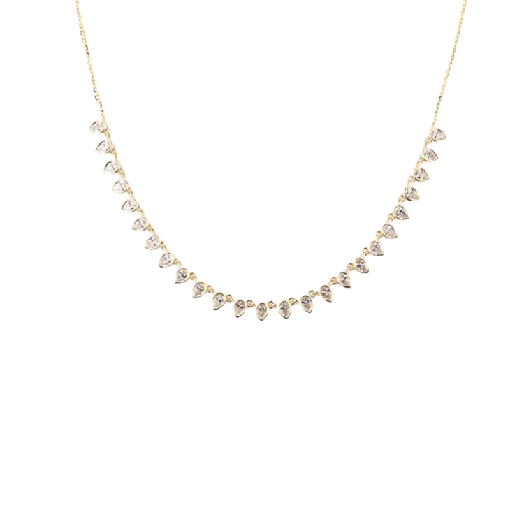 Pear Bezel Petal Necklace