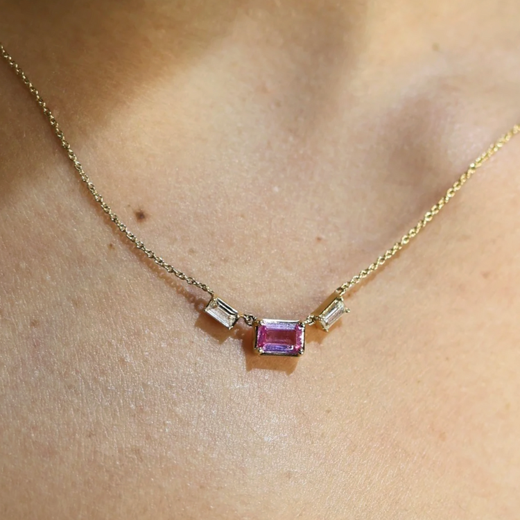 Collar Zafiro Rosa Topacios Blancos