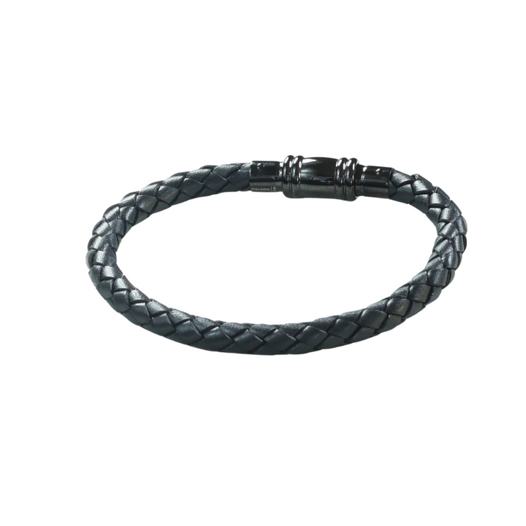 Pulsera Cuero Trenzado Negro