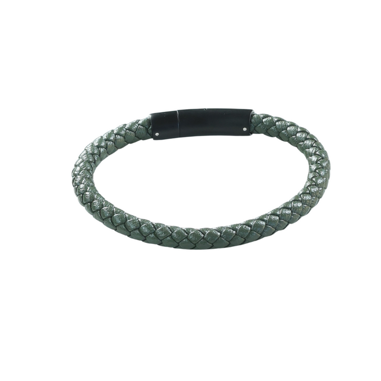 Pulsera Cuero Verde Militar