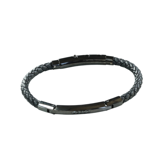 Pulsera Cuero Negro Trenzado
