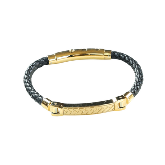 Pulsera Cuero Negro Textura