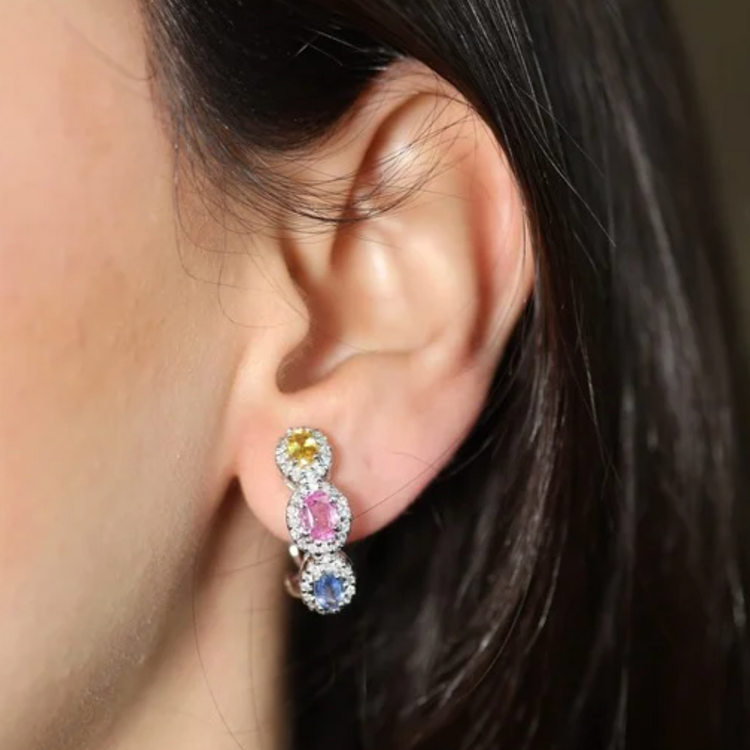 Hoops Zafiro Oval Halo Diamantes