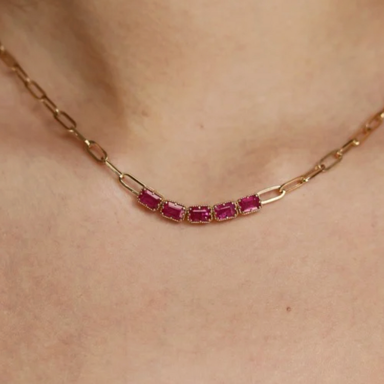 Collar Dije Rubi Paper Clip