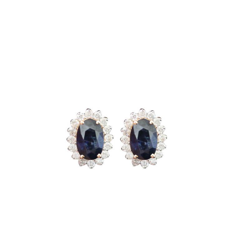Aretes Zafiro Halo Diamantes