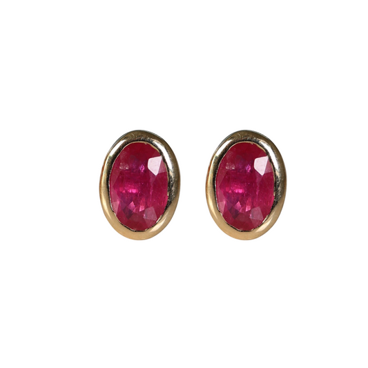 Aretes De Rubi Bisel Oval