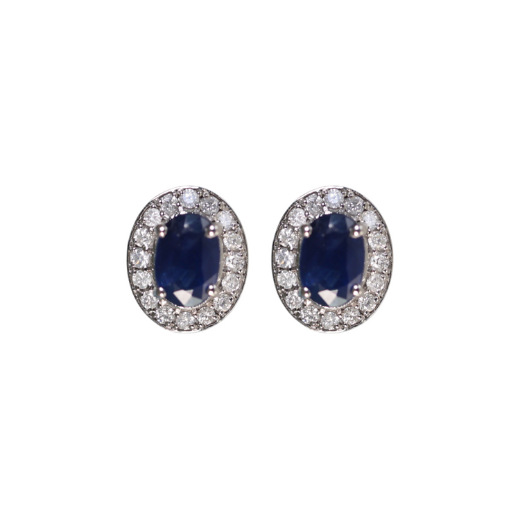 Aretes de Zafiro Halo de Diamantes