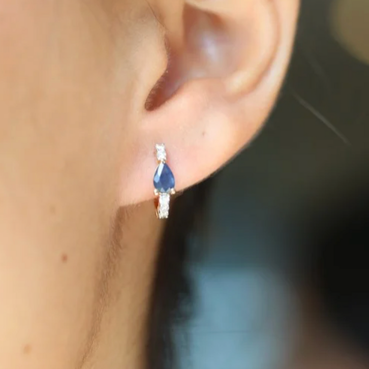 Hoops de Zafiro Pera Diamantes