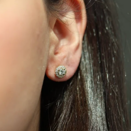 Aretes de Diamantes Halo Diamantes