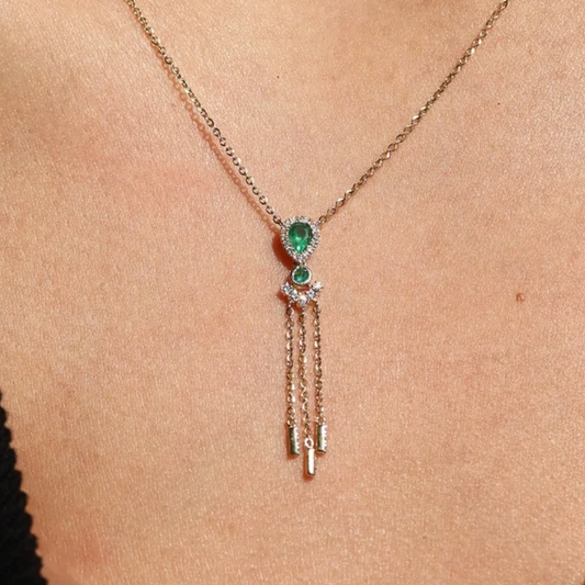 Collar Dije Esmeralda Pera Diamantes