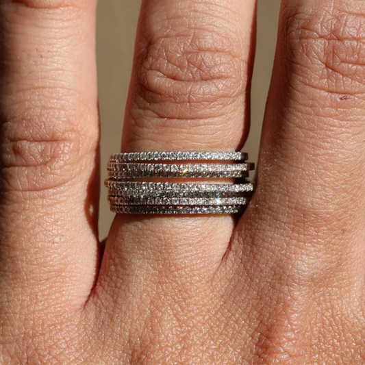 Anillo Oro Blanco y Rosa con Diamantes