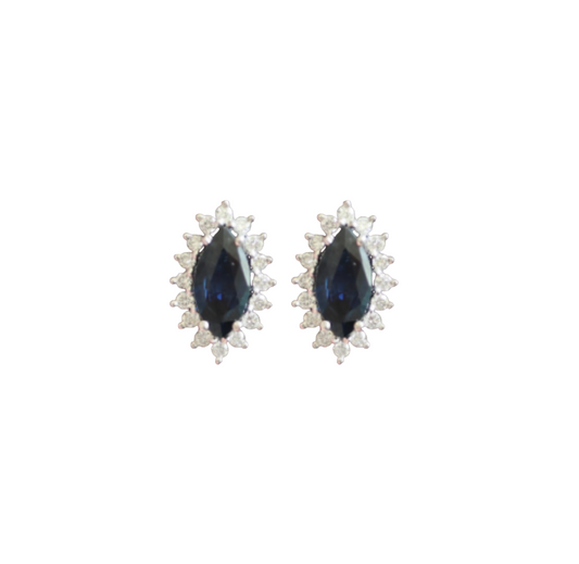 Aretes de Zafiro Halo Diamantes