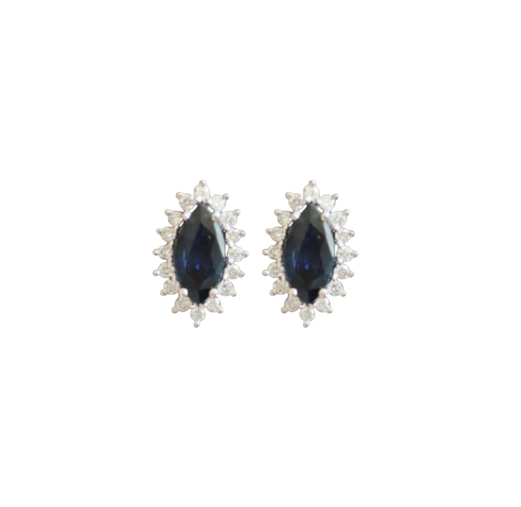 Aretes de Zafiro Halo Diamantes