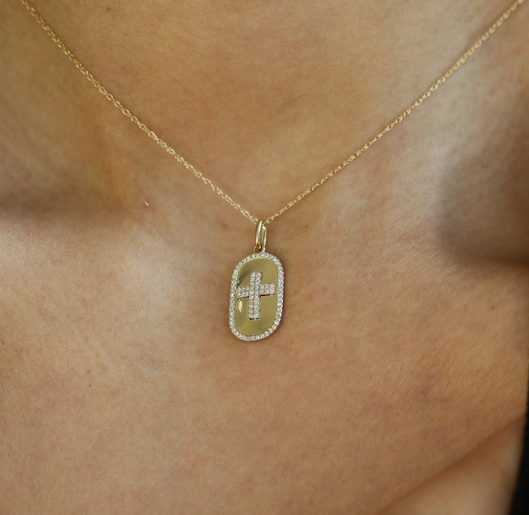 Collar Dije Cruz Diamantes