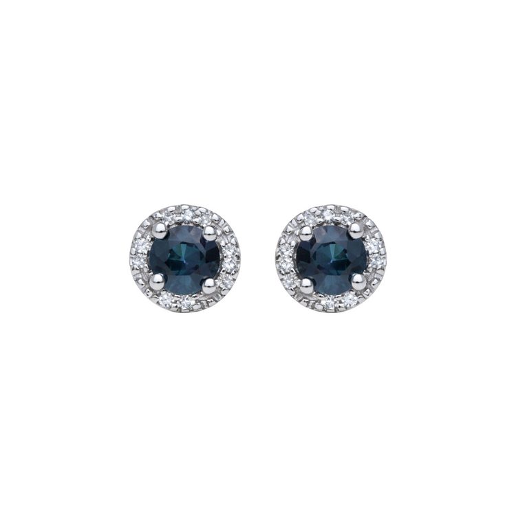 Aretes Zafiro Halo Diamantes