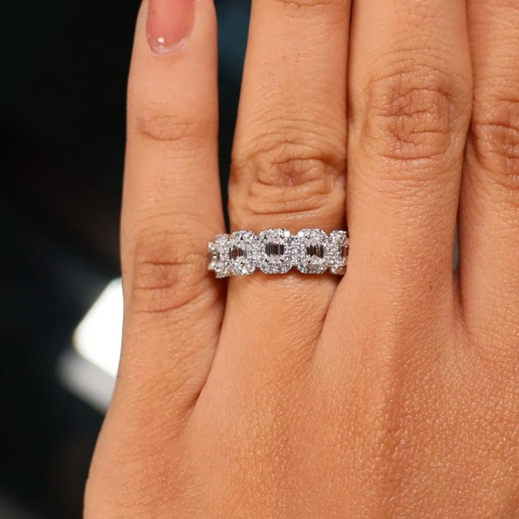 Anillo Diamantes Emerald Halo Diamantes