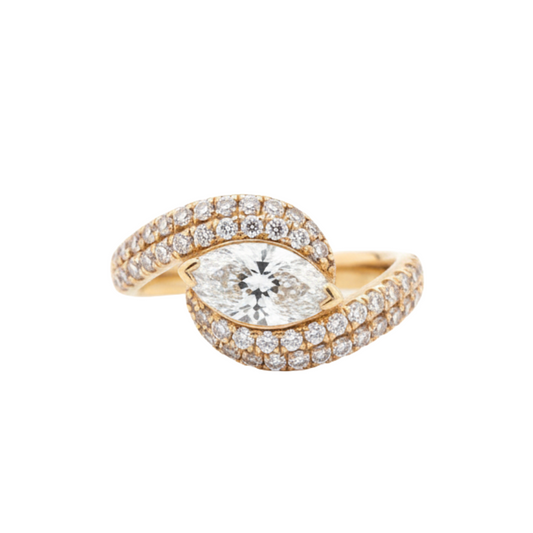 Anillo Pera Pave Diamantes