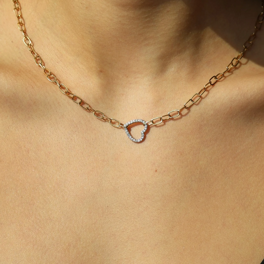 Collar Dijes Diamantes Corazón