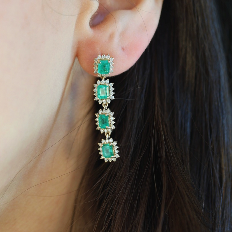 Aretes Largos de Esmeralda