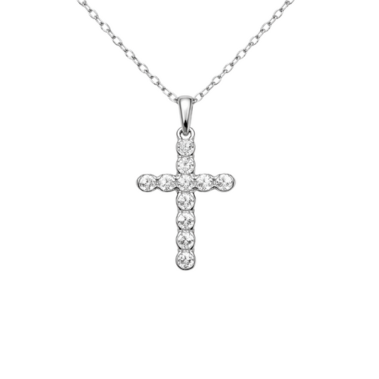 Collar Dije Cruz Diamantes Bisel