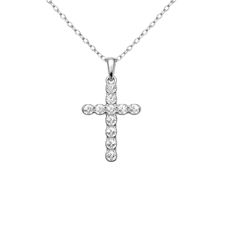 Collar Dije Cruz Diamantes Bisel