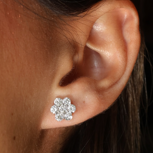 Studs de diamantes lab flor