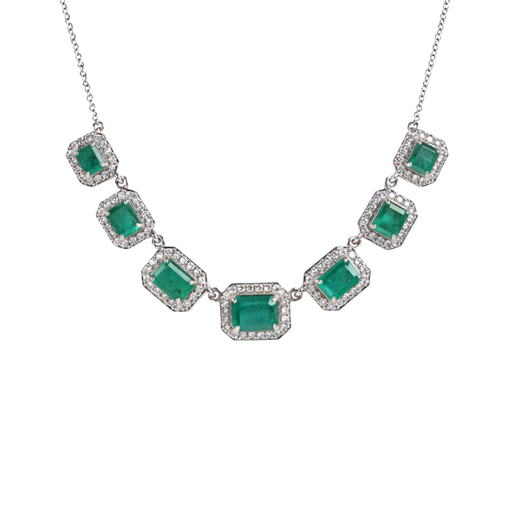 Collar de Esmeraldas y Halo Diamantes