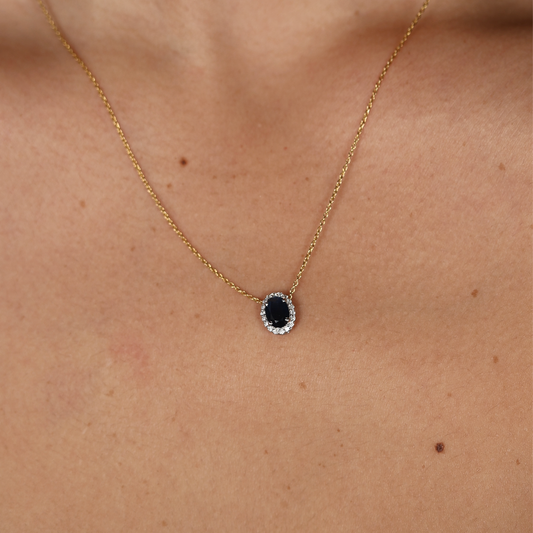 Dije de Zafiro y Halo Diamantes