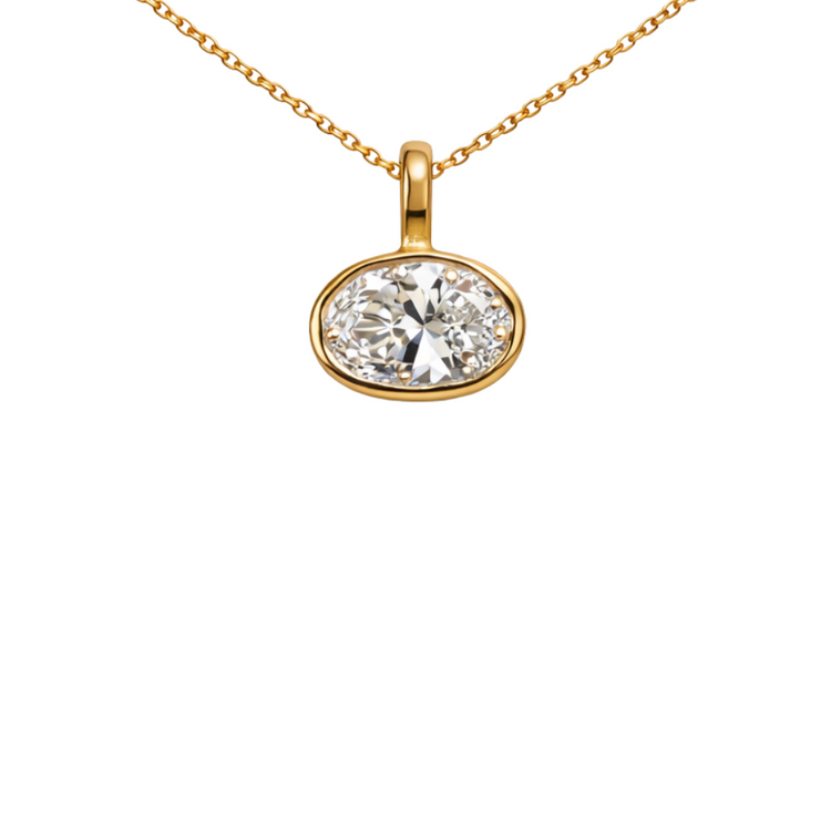 Collar Dije Diamante Oval Bisel