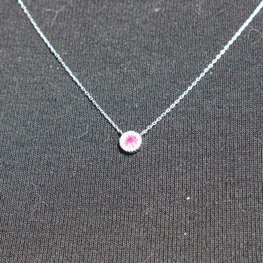 Collar Rubí Redondo Diamantes