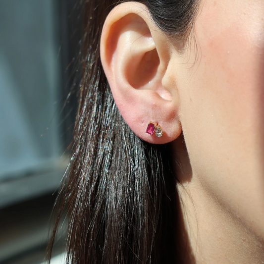 Aretes Rubí Toi et Moi Diamantes