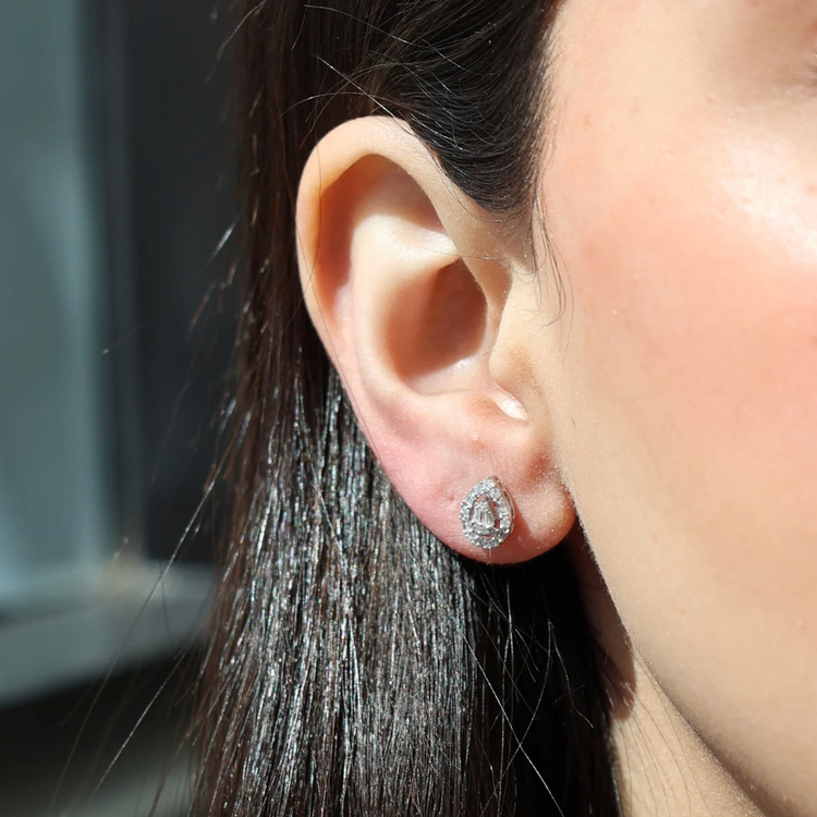 Emerald Halo Diamond Earrings