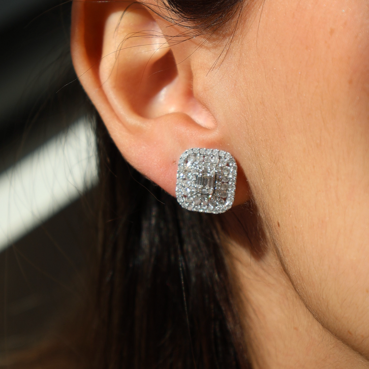 Aretes Halo Diamantes