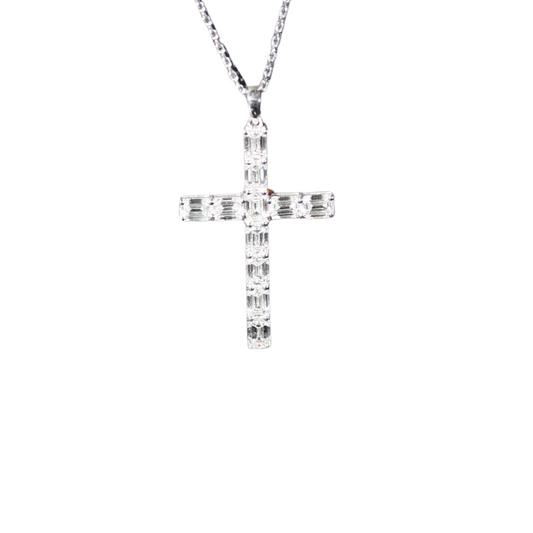 Collar Dije Cruz Diamantes Emerald