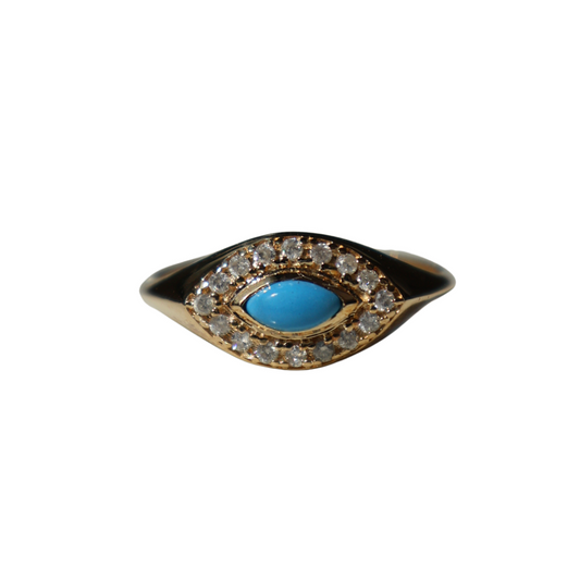 Anillo Turquesa Diamantes Ojo