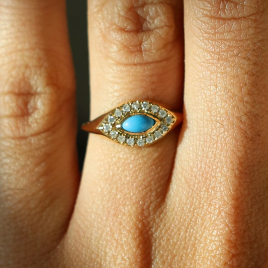 Anillo Turquesa Diamantes Ojo