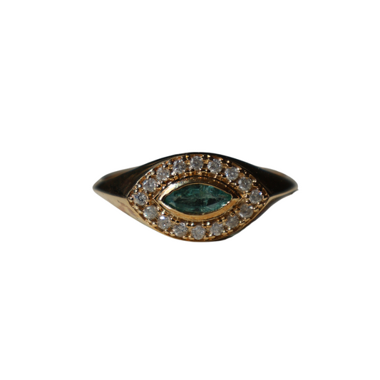 Anillo Esmeralda Diamantes Ojo